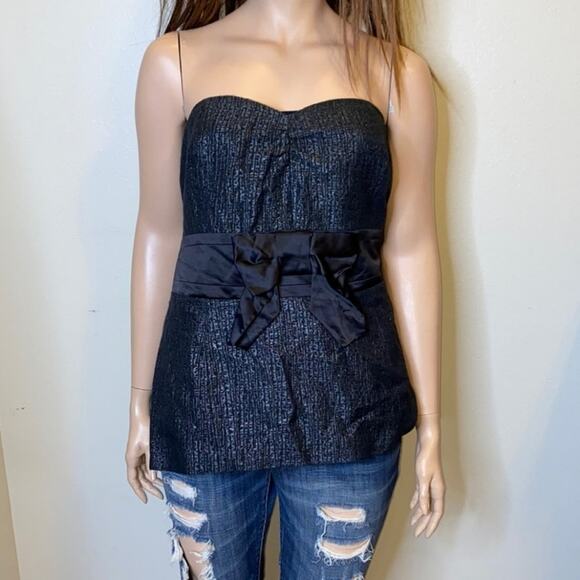 Lane Bryant black bow‎ detail corset babydoll peplum party sweetheart top 16 - Picture 7 of 9